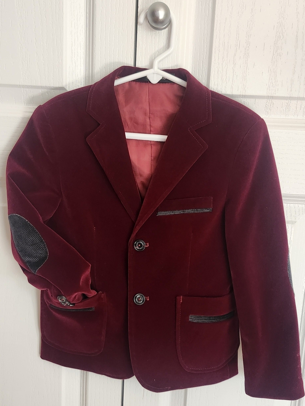 Burgundy Velvet Blazer - Kids
